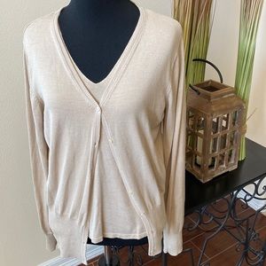 Banana Republic, tan top and cardigan, size L